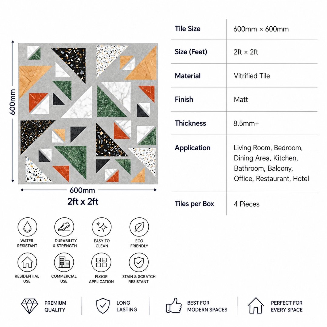Exotica Kenza Gray, geometric wall tile for bathroom (view 4)